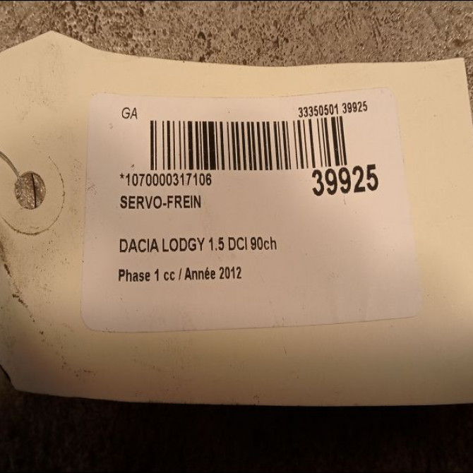 Servo-frein occasion DACIA LODGY Phase 1 01-2012->... 1.5 DCI 90ch 472104244R 3