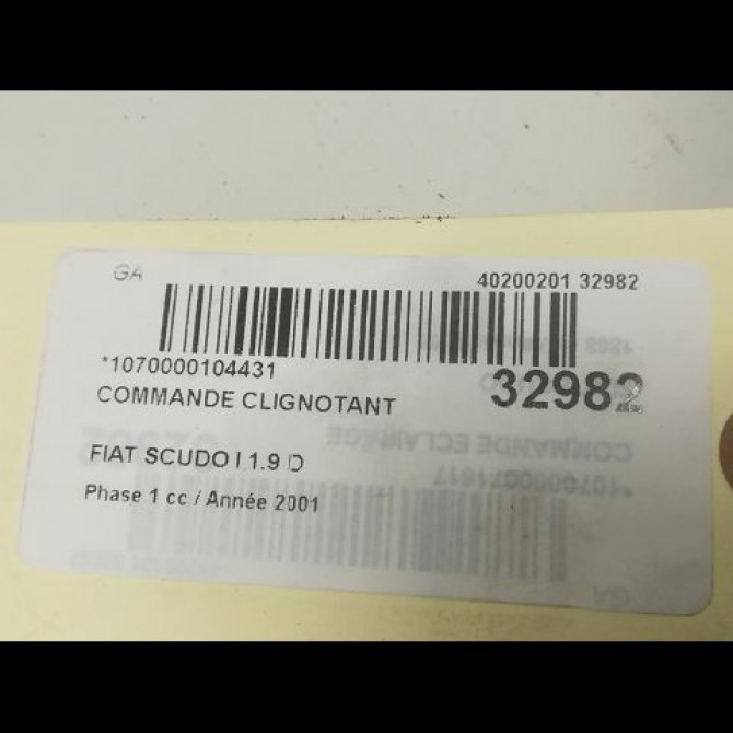 Commande clignotant occasion FIAT SCUDO I Phase 1 02-1996->12-2003 1.9 D 4