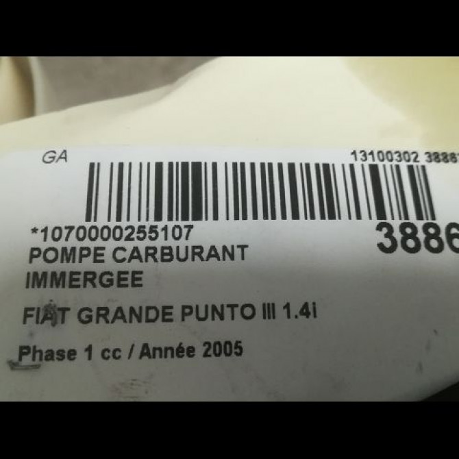 Pompe à carburant immergée occasion FIAT GRANDE PUNTO III Phase 1 09-2005->12-2013 1.4i 77ch 51868774 3