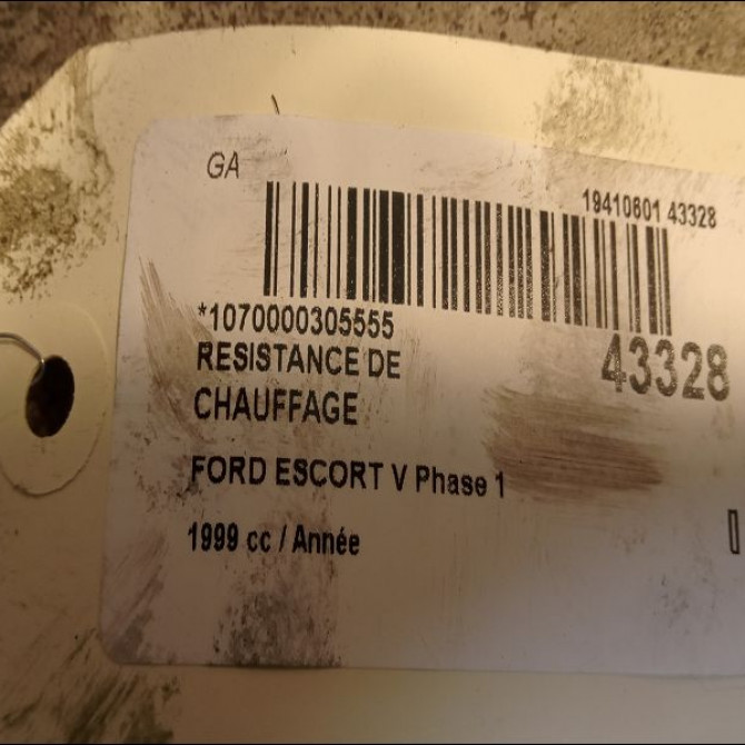 Resistance de chauffage occasion FORD ESCORT V Phase 1 01-1995->08-2000 2