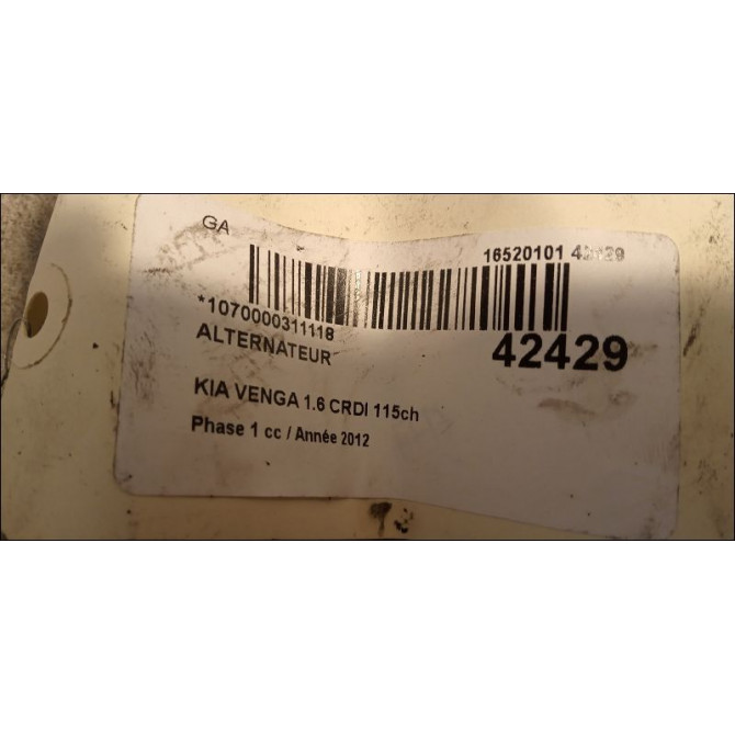 Alternateur occasion KIA VENGA Phase 1 04-1995->04-1999 1.6 CRDI 115ch 373002A651 5
