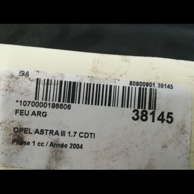 Feu arrière gauche occasion OPEL ASTRA III ASTRA III Phase 1 2004-04-01->2006-12-31 1.7 CDTI 100ch 93190304 3