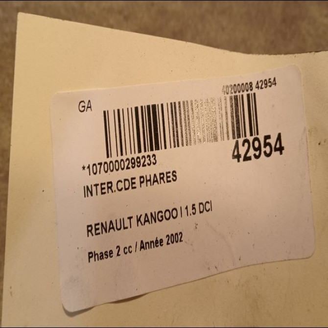 Interrupteur commande de phares occasion RENAULT KANGOO I Phase 2 03-2003->06-2010 1.5 DCI 55ch 7701053057 2