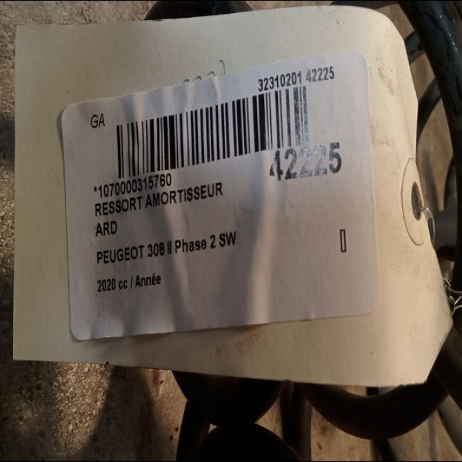 Ressort amortisseur ard occasion PEUGEOT 308 II Phase 2 SW 04-2017->... 9805385380 2
