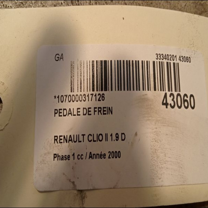Pedale de frein occasion RENAULT CLIO II Phase 1 03-1998->06-2001 1.9 D 8200115368 2