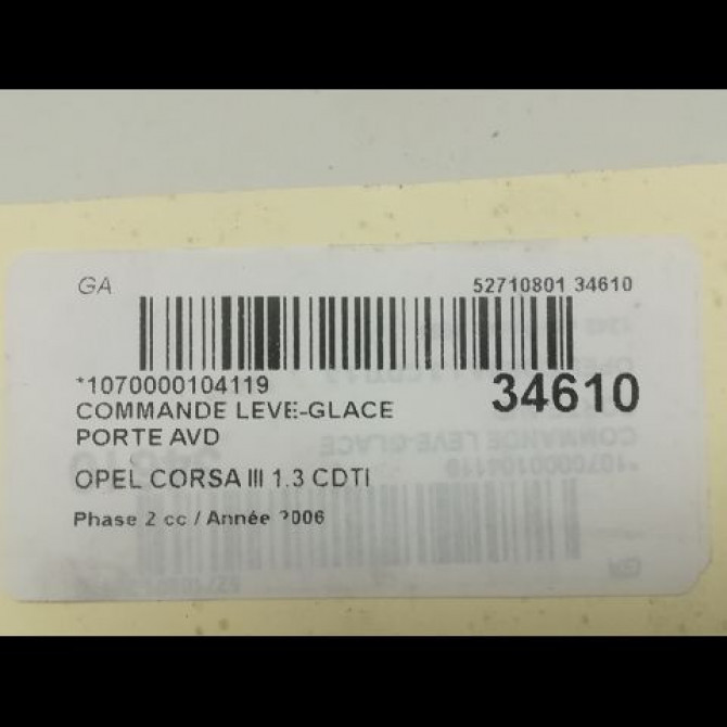 Commande lève-glace porte avant droite occasion OPEL CORSA III Phase 2 08-2003->09-2006 1.3 CDTI 24411032 3