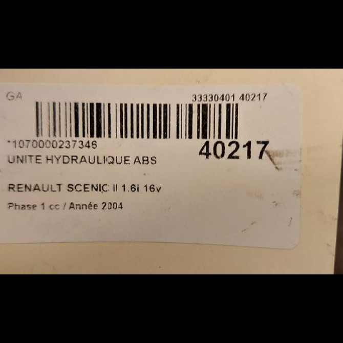 Unité hydraulique ABS occasion RENAULT SCENIC II Phase 1 03-2004->09-2006 1.6i 16v 7701062137 3