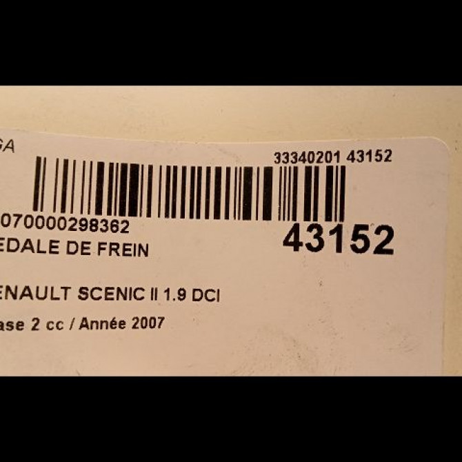 Pedale de frein occasion RENAULT SCENIC II Phase 2 09-2006->04-2009 1.9 DCI 130ch 8200708328 3