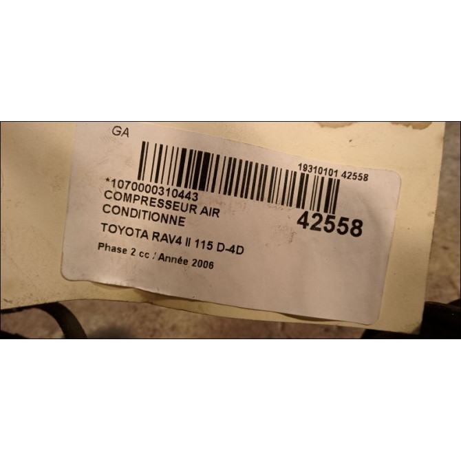 Compresseur air conditionne occasion TOYOTA RAV4 II Phase 2 10-2003->12-2005 115 D-4D 8832042110 4