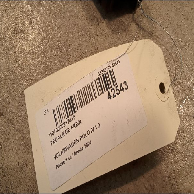 Pedale de frein occasion VOLKSWAGEN POLO IV Phase 1 01-2002->05-2005 1.2 55ch 6Q1721142B 2