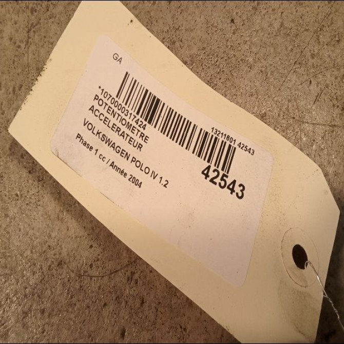 Potentiometre accelerateur occasion VOLKSWAGEN POLO IV Phase 1 01-2002->05-2005 1.2 55ch 4