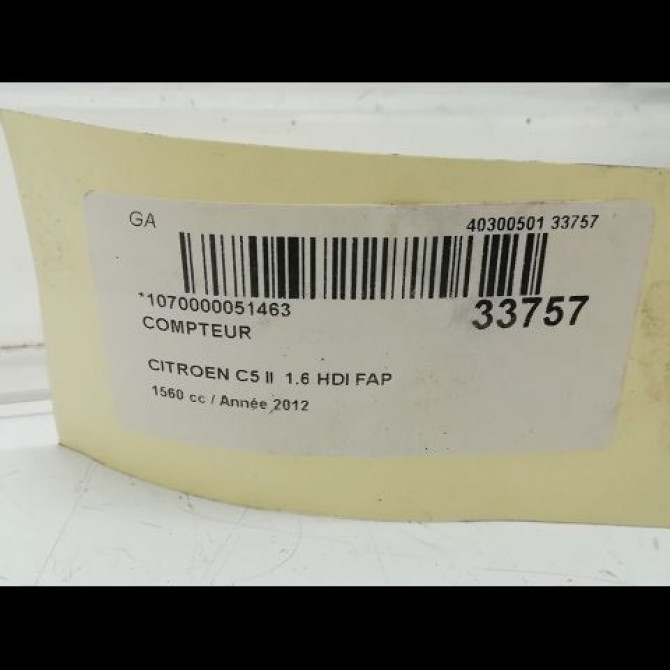 Compteur occasion CITROEN C5 II Phase 1 04-2008->... 1.6 HDi 110ch 6103PP 5