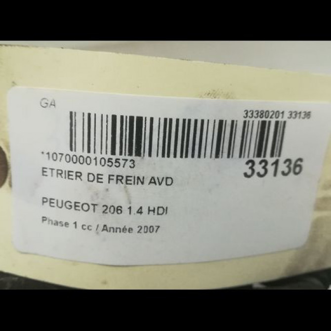 Etrier de frein avant droit occasion PEUGEOT 206 Phase 1 09-1998->03-2009 1.4 HDI 441048 3