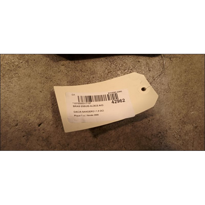 Bras essuie-glace avant droit occasion DACIA SANDERO I Phase 1 06-2008->10-2012 1.5 DCI 85ch 288811027R 2