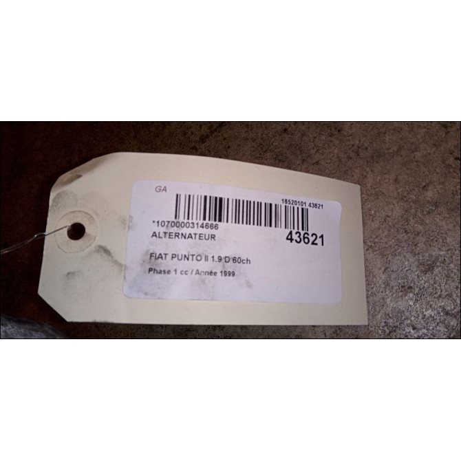 Alternateur occasion FIAT PUNTO II Phase 1 10-1999->05-2003 1.9 D 60ch 46428731 4
