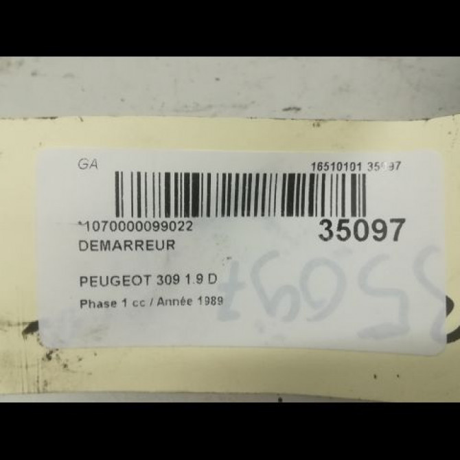 Démarreur occasion PEUGEOT 309 Phase 1 10-1985->06-1989 1.9 D 5