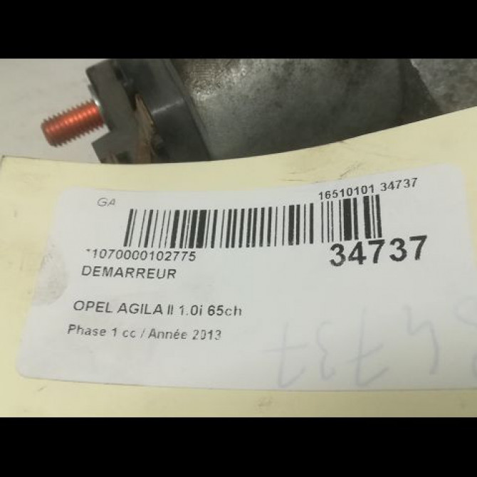 Démarreur occasion OPEL AGILA II Phase 1 03-2008->12-2014 1.0i 65ch 95516794 5
