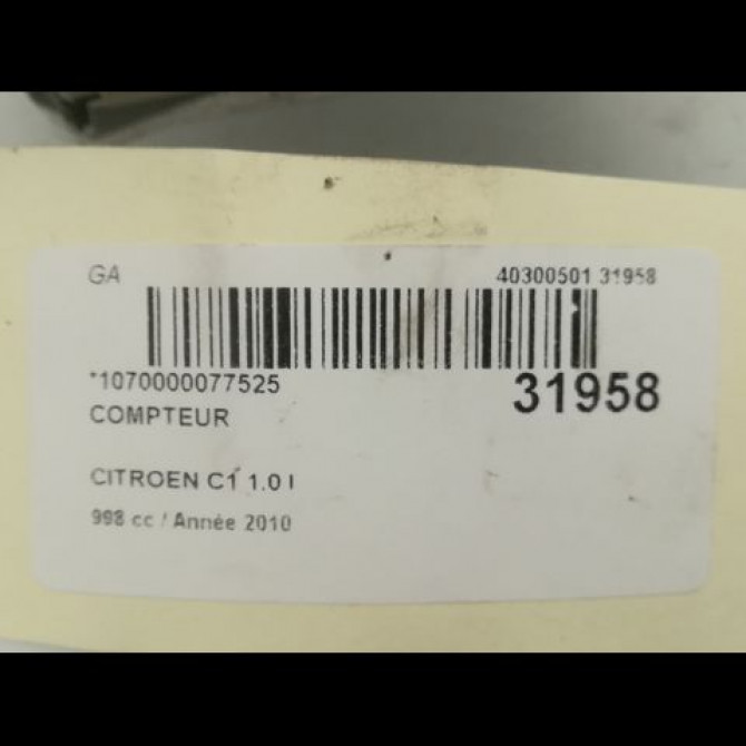 Compteur occasion CITROEN C1 I Phase 2 11-2008->01-2012 1.0i B000699280 5