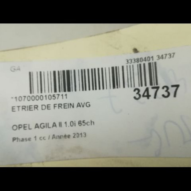 Etrier de frein avant gauche occasion OPEL AGILA II Phase 1 03-2008->12-2014 1.0i 65ch 93192956 3
