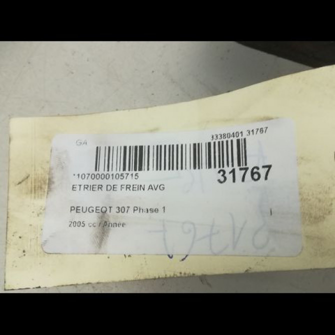Etrier de frein avant gauche occasion PEUGEOT 307 Phase 1 04-2001->06-2005 1607375480 3