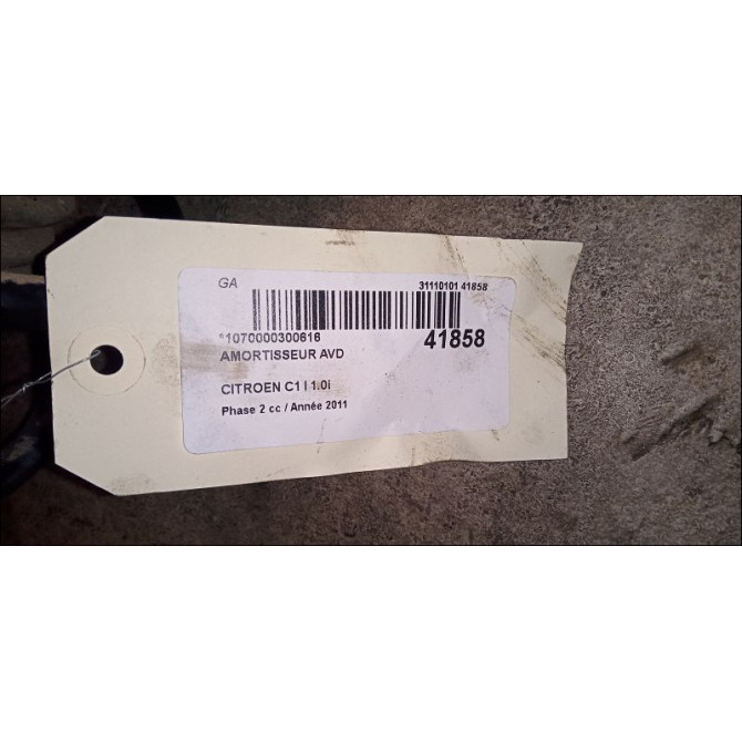 Amortisseur avant droit occasion CITROEN C1 I Phase 2 11-2008->01-2012 1.0i 4
