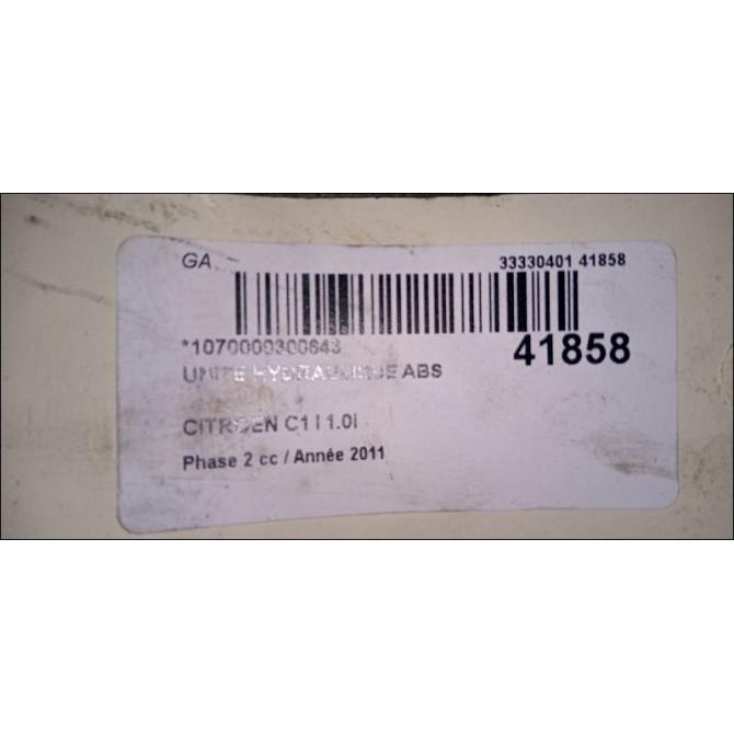 Unité hydraulique ABS occasion CITROEN C1 I Phase 2 11-2008->01-2012 1.0i 8