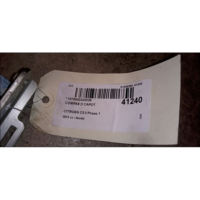 Compas d capot occasion CITROEN C5 II Phase 1 04-2008->... 791343 2