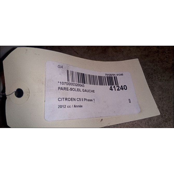 Pare-soleil gauche occasion CITROEN C5 II Phase 1 04-2008->... 16118600BJ 3