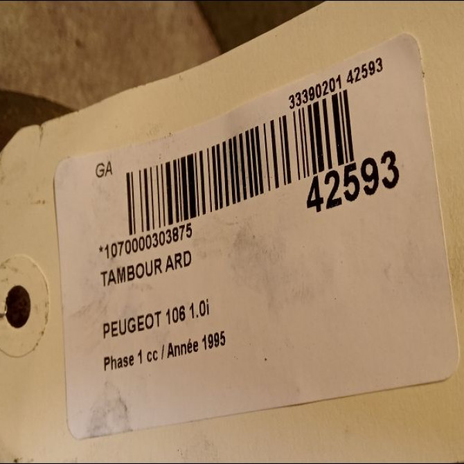 Tambour arrière droit occasion PEUGEOT 106 Phase 1 09-1991->04-1996 1.0i 424743 3