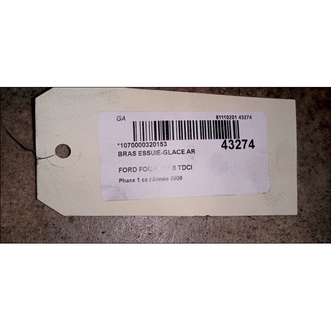 Bras essuie-glace arrière occasion FORD FOCUS II Phase 1 09-2004->12-2007 1.6 TDCI 110ch 1371797 2