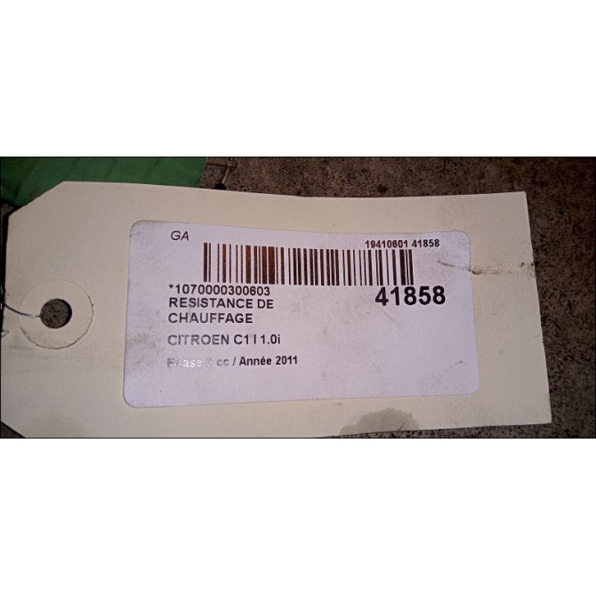 Resistance de chauffage occasion CITROEN C1 I Phase 2 11-2008->01-2012 1.0i 3