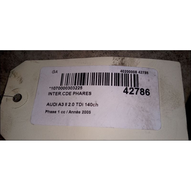 Interrupteur commande de phares occasion AUDI A3 II Phase 1 06-2003->06-2008 2.0 TDi 140ch 8P1941531Q5PR 3