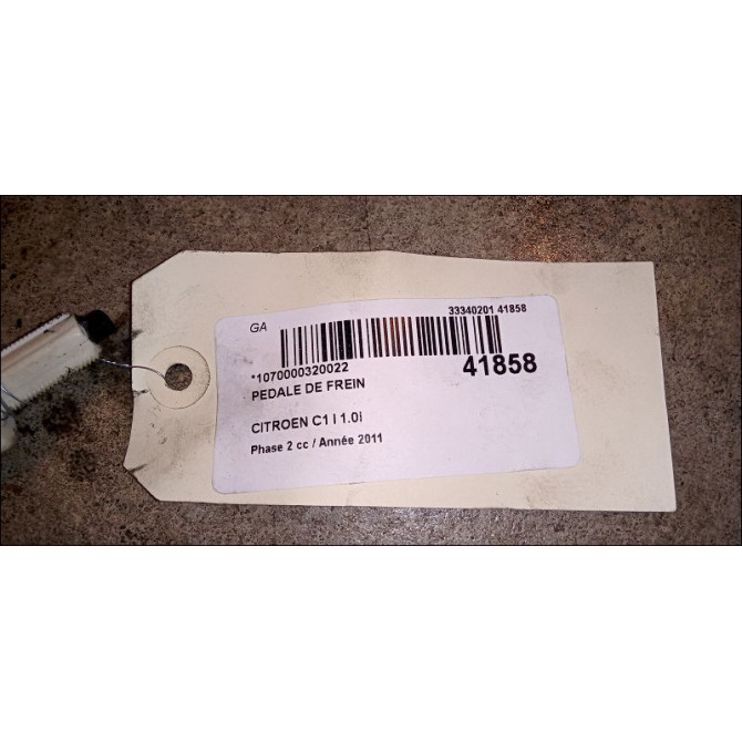Pedale de frein occasion CITROEN C1 I Phase 2 11-2008->01-2012 1.0i 3