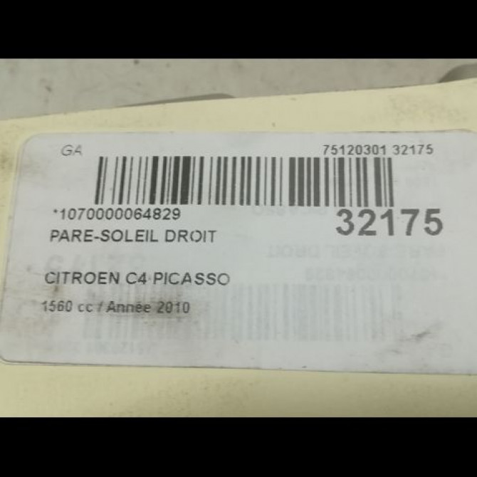 Pare-soleil droit occasion CITROEN C4 PICASSO I Phase 1 01-2007->10-2013 1.6 HDi 16v 110ch 8143XG 3
