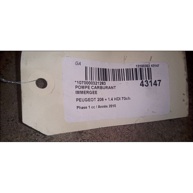 Pompe à carburant immergée occasion PEUGEOT 206 + Phase 1 03-2009->05-2013 1.4 HDI 70ch 1613302780 3