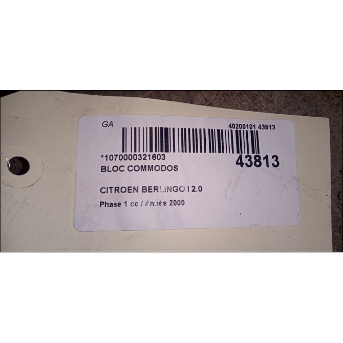 Bloc commodos occasion CITROEN BERLINGO I Phase 1 09-1996->11-2002 2.0 HDi 4