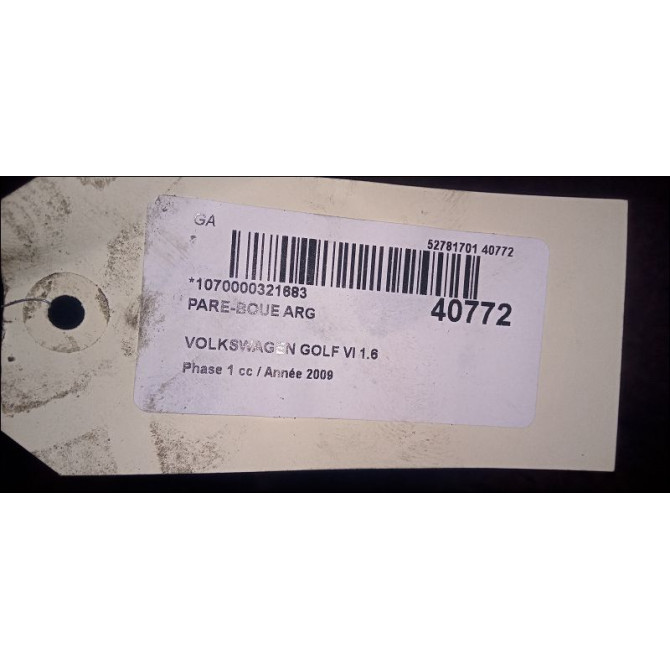 Pare-boue arrière gauche occasion VOLKSWAGEN GOLF VI Phase 1 10-2008->04-2013 1.6 TDI 90ch 3