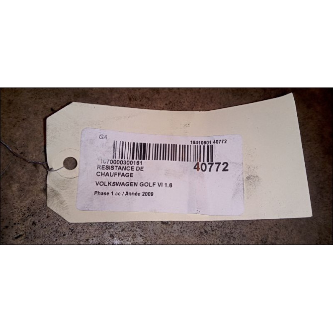 Resistance de chauffage occasion VOLKSWAGEN GOLF VI Phase 1 10-2008->04-2013 1.6 TDI 90ch 2