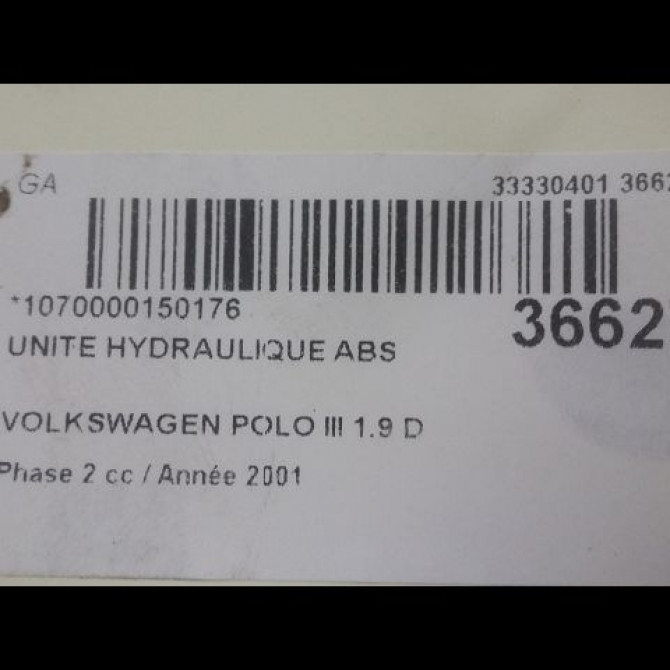 Unité hydraulique ABS occasion VOLKSWAGEN POLO III Phase 2 11-1999->12-2001 1.9 D 65ch 6X0698117 3