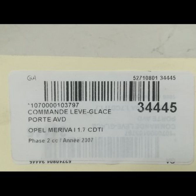 Commande lève-glace porte avant droite occasion OPEL MERIVA I Phase 2 01-2006->09-2010 1.7 CDTI 100ch 24411032 3