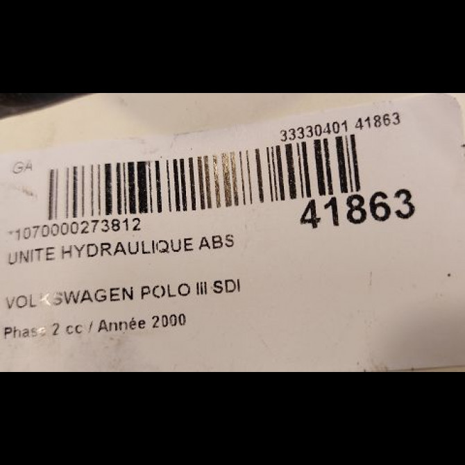 Unité hydraulique ABS occasion VOLKSWAGEN POLO III Phase 2 11-1999->12-2001 SDI 6X0698117 3