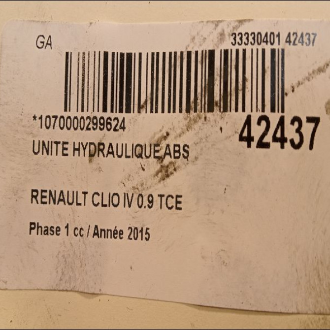 Unité hydraulique ABS occasion RENAULT CLIO IV Phase 1 07-2012->... 0.9 TCE 90ch 476607745R 3
