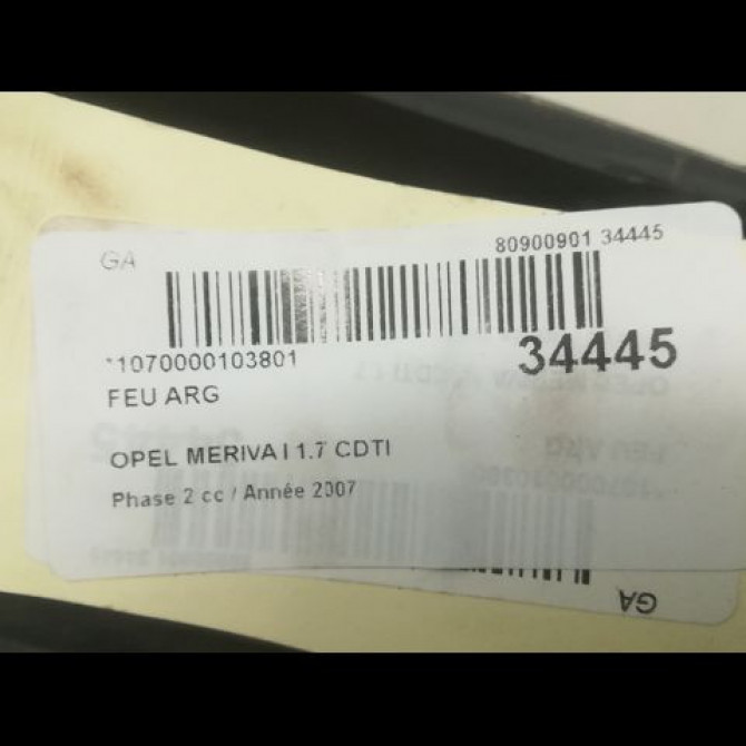 Feu arrière gauche occasion OPEL MERIVA I Phase 2 01-2006->09-2010 1.7 CDTI 100ch 93187879 3