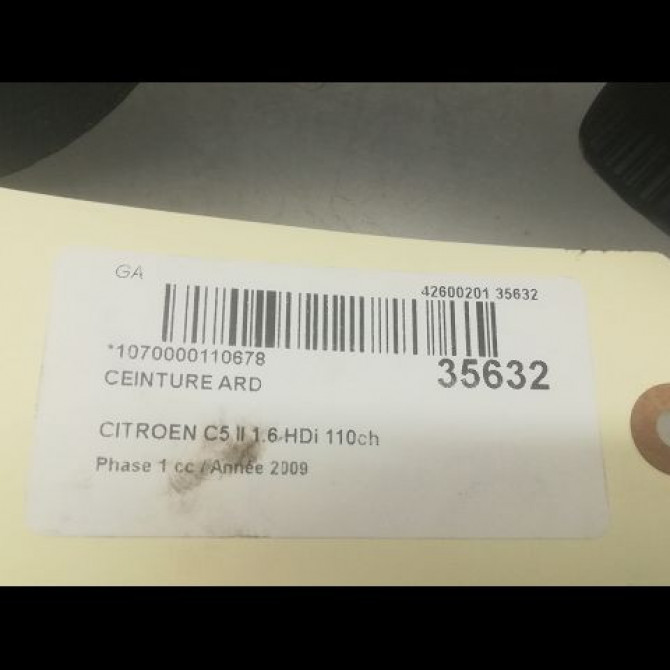 Ceinture arrière droite occasion CITROEN C5 II Phase 1 04-2008->... 1.6 HDi 110ch 8975S0 4