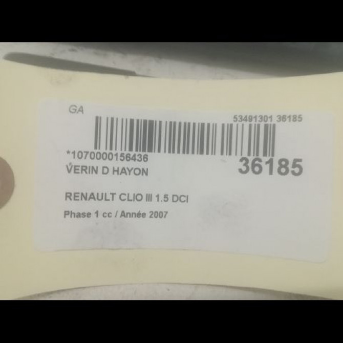 Verin droit hayon occasion RENAULT CLIO III Phase 1 09-2005->03-2009 1.5 DCI 105ch 8200299546 2