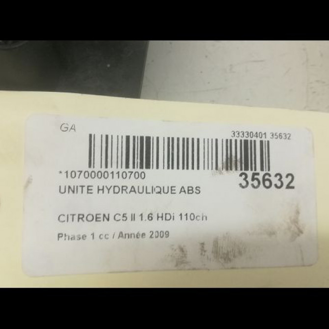 Unité hydraulique ABS occasion CITROEN C5 II Phase 1 04-2008->... 1.6 HDi 110ch 4541HW 4