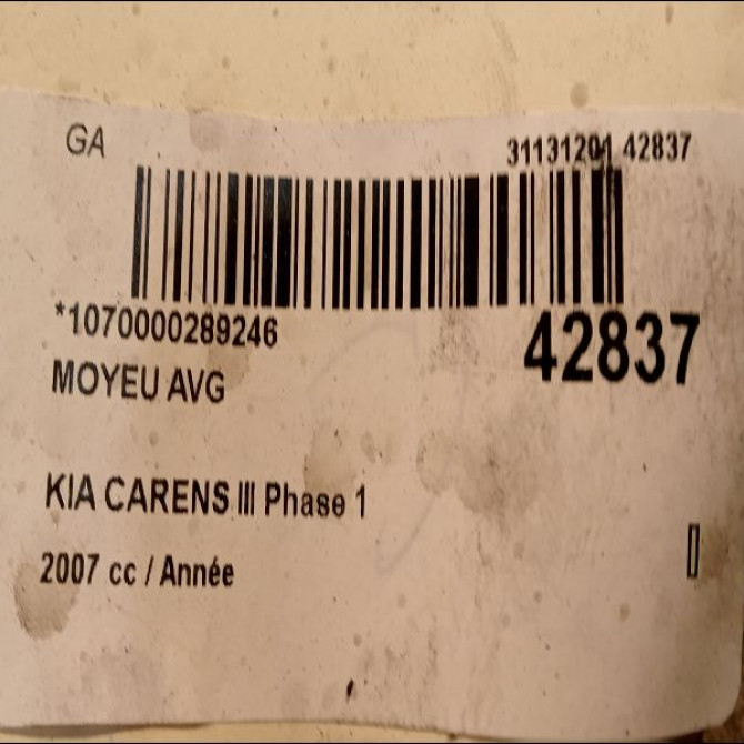 Moyeu avg occasion KIA CARENS II K2JT33047 3