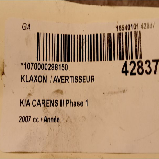 Klaxon  / avertisseur occasion KIA CARENS II K30B66780B 3