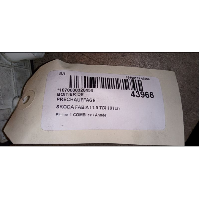 Boitier de préchauffage occasion SKODA FABIA I Phase 1 04-1995->04-1999 1.9 TDI 101ch 1J0906381A 3