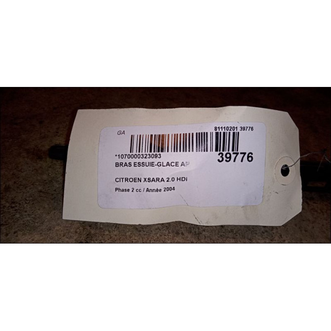 Bras essuie-glace arrière occasion CITROEN XSARA Phase 2 09-2000->12-2005 2.0 HDi 90ch 2